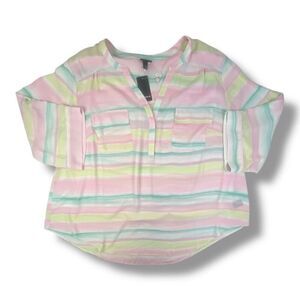 Torrid Harper Georgette Sheer Lightweight Flowy 3/4 Sleeve Blouse Top Size 4